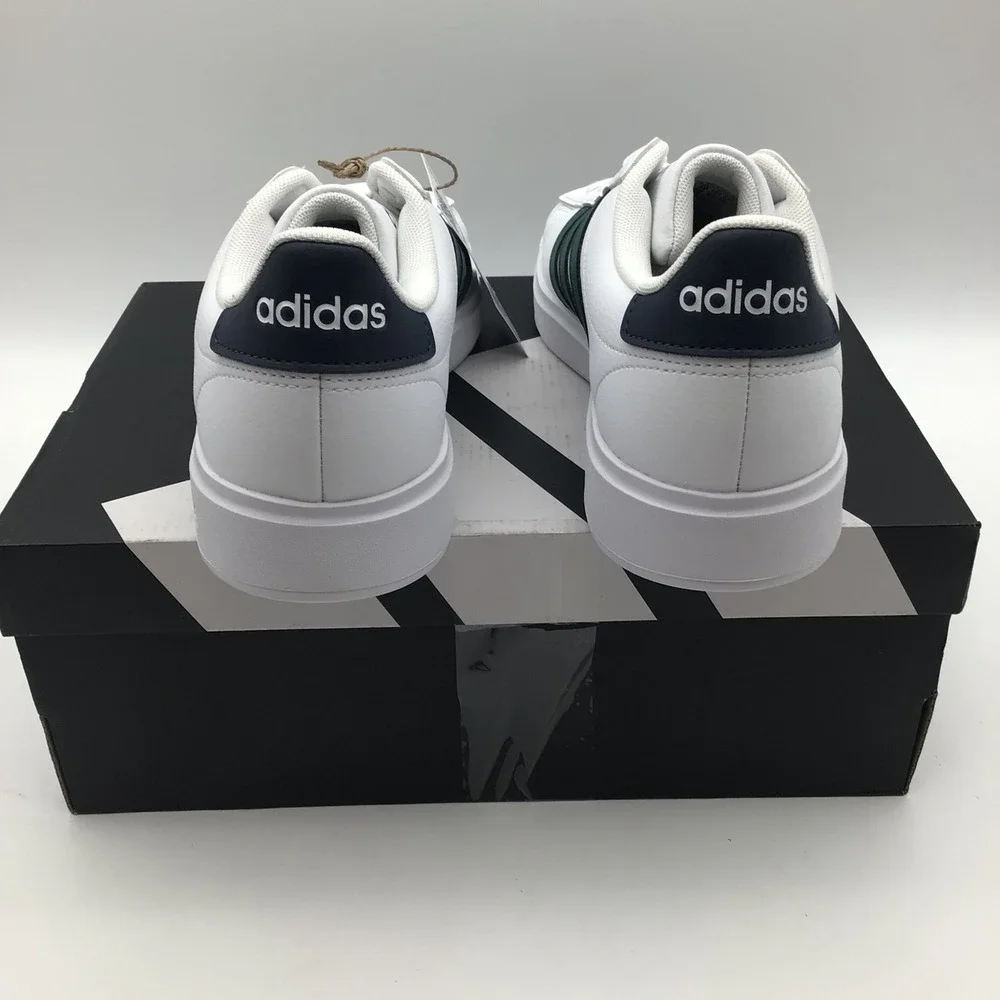 Adidas Grand Court 2.0 Mens White Striped Lace Up Sneakers ID4465 Shoes‎ Size 7